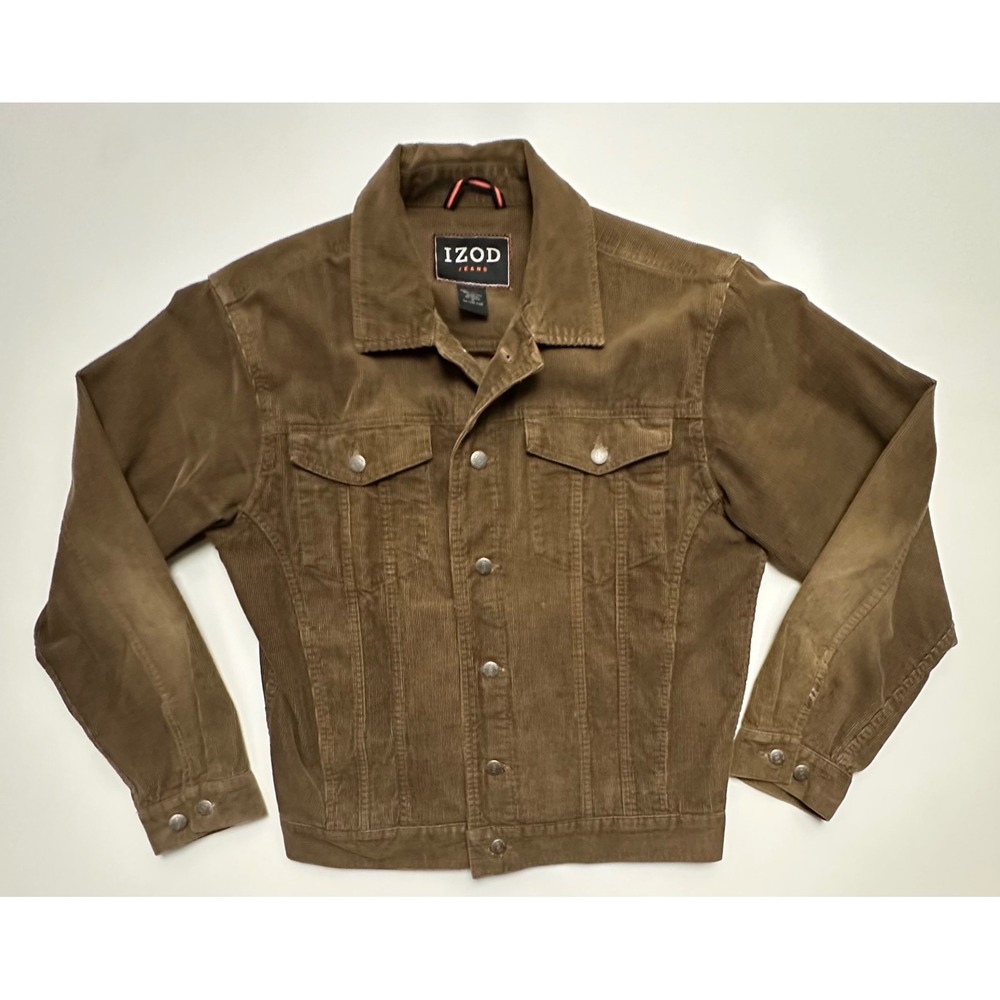 VTG IZOD Jeans Vintage Corduroy Trucker Jacket Brown Men's Size Med Cotton Coat